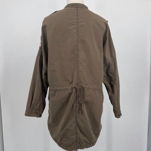 Zara woman olive green long military jacket size small BoxV patches - Picture 3 of 8